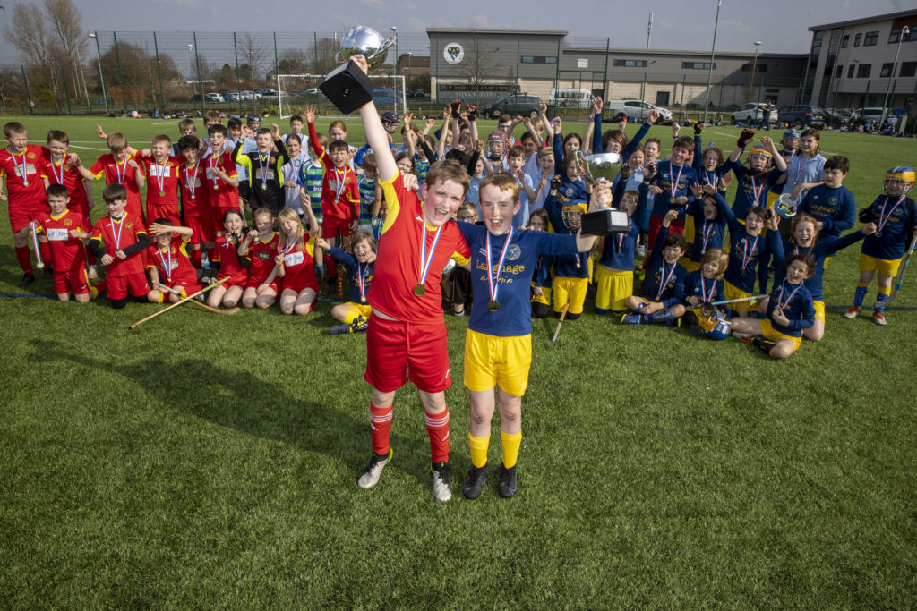 Glasgow and Edinburgh schools compete for the Gaelic Primary Shinty Sixes as part of the first-ever Gaelic language week